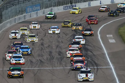 The huge BTCC grid blasts off the line